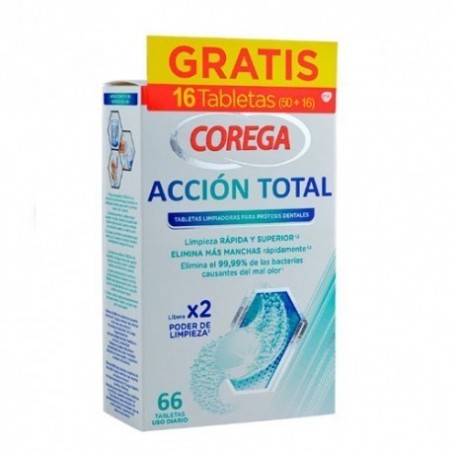 Corega Acción Total Limpieza Prótesis Dental 66 Tabletas