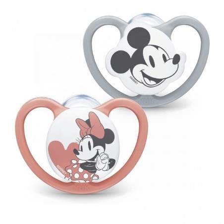 Nuk Chupete Silicona Space Mickey y Minnie 6-18M 2uds