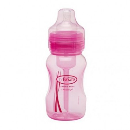 Dr. Brown´s Biberón Natural Flow Boca Ancha Rosa 270 ml