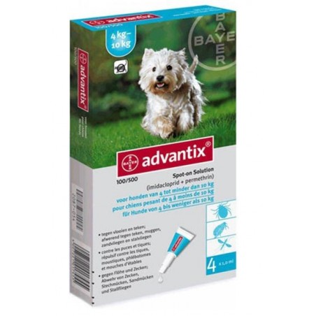 Bayer Advantix Perros de 4 Hasta 10kg 4 Pipetas