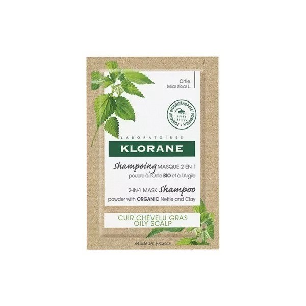 Klorane Champú Mascarilla Al Polvo de Ortiga Bio y Arcilla sobres 8X3 gr