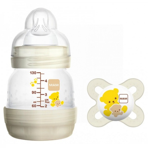 MAM Biberón Anti Colic 130ml + Chupete Start 0-2