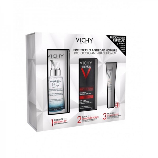Vichy Cofre Mineral 89 Serum 50 mL + Vichy Homme Structure Force 50 mL + Capital Soleil SPF50+ 15 mL