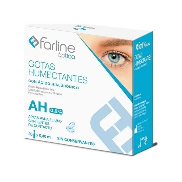 Farline Óptica Gotas Humectantes AH 0.2% Gotas Oftálmicas Estériles 20 Monodosis 0,4ml