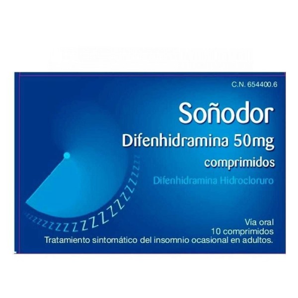 SOÑODOR DIFENHIDRAMINA 50 mg COMPRIMIDOS , 10 comprimidos
