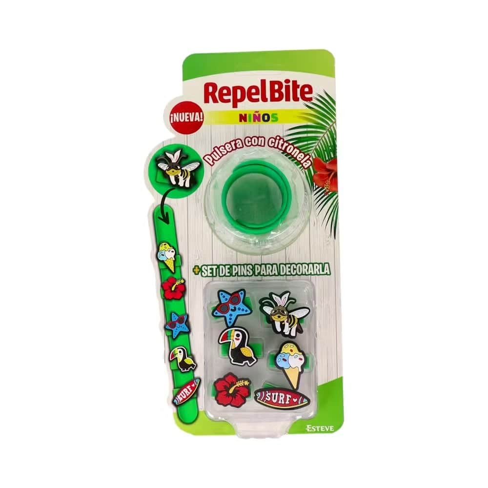Repel Bite Niños Pulsera con Citronela Verde + Set de Pins